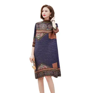 FEON Advanced Apparel Dresses woman's Dress print medium length wine party travel clothing