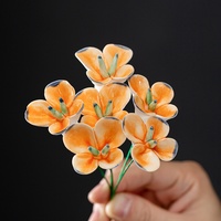 Anggrek Phalaenopsis Keramik Buatan Tangan, Ornamen Porselen Kecil Kreatif, Buket Bunga Artifisial, Kotak Kertas Bergaya Modern Sederhana
