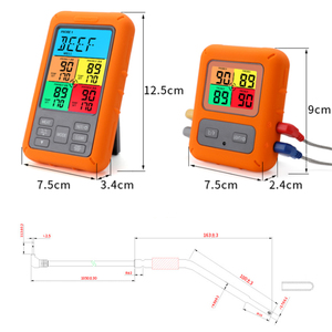 Ip67 المهنية ومقاييس الحرارة مع مؤقت أربعة تحقيقات استجابة سريعة للماء لشواء الطعام وشنجن - Product Image 2