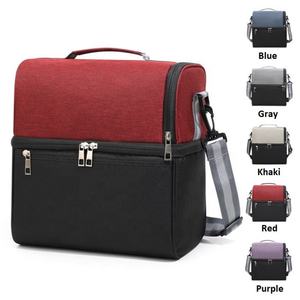 Large Insulated <b>Lunch</b> Tote <b>Bag</b> for <b>Adults</b> Double Deck Cooler with Custom Logo Printed Oxford Material Men Women's Food Packing - Product Image 1