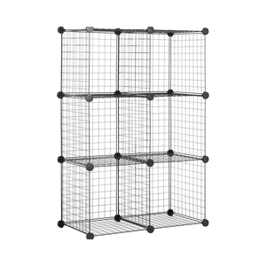 Para <span class=keywords><strong>Amazon</strong></span> Basics 14 \ "Estantes de almacenamiento de metal <span class=keywords><strong>Cubo</strong></span> apilable Rejilla de alambre 6 cubos Vajilla negra 6 \" X 6 \ "X 14 \" Dimensiones - Product Image 1