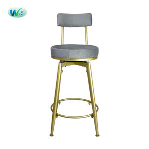 Ghế đẩu cao chân kim loại, lưng tựa vải nhung phối màu tương phản, mã WS 98284 - Product Image 1