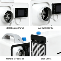 Chauffage diesel 12V/24V/220V avec écran LCD, chauffage rapide, appareil de chauffage portable adapté aux camions et aux camping-cars