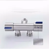 Robinet de salle de bain double contrôle double poignée robinet d'eau froide en acier inoxydable robinet de machine à laver robinet triangulaire