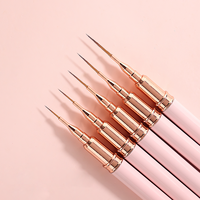 Juego de 5 Pinceles para Decoración de Uñas con Mango Metálico Extrafino, Pincel para Detalles Florales y Delineado