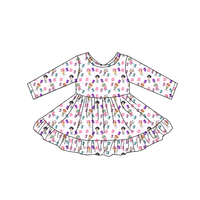Robe florale pour petites filles, printemps, respirante, manches longues, nœud au dos, grande taille, mélange de coton, robe décontractée