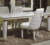 Ensemble de table à manger rectangulaire en marbre artificiel de luxe italien unique, 10 places, pieds en cuir, meubles de salle à manger