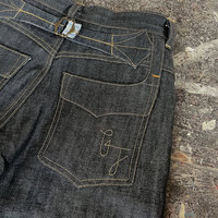 Jeans décontractés pour homme sur mesure, coupe ample, boutons au dos, denim japonais selvedge rétro tendance