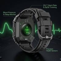 Montre connectée GPS robuste professionnelle K78 MIL-STD, écran 1,95 pouce, plus de 170 modes sportifs, montre connectée d'extérieur avec certifications CE, RoHS, FCC