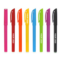 Stylo à encre gel personnalisé avec logo coloré, publicité d'entreprise, agréable sensation d'écriture, encre noire de 0,5 mm, plastique, prise de notes