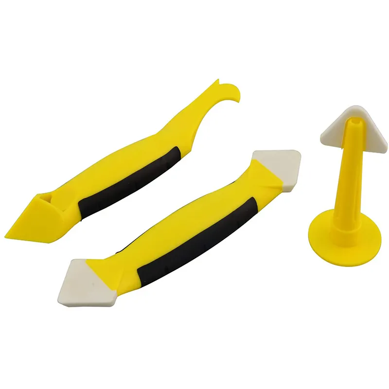 3 Pieces Caulking Tool Kit,Yellow Silicone Sealant Finishing and Replace Removal Tool with a Caulk Nozzle