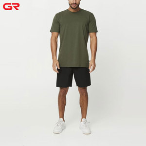 T-shirt extensible 95% <span class=keywords><strong>coton</strong></span> 5% élasthanne de qualité supérieure pour hommes T-shirt d'entraînement coupe athlétique à encolure arrondie - Product Image 5