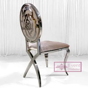 Luxus edelstahl stapelbar hochzeit chivari stuhl mit pu leder aus china
