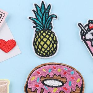 Custom Cartoon Appliques Iron on Embroidery Chips Hamburg Pineapple Juice Patch for Jeans Garment Clothing - Product Image 4