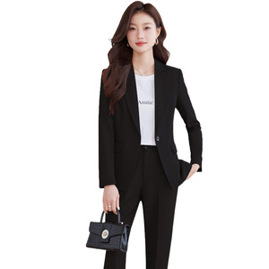 Women's Suit Set Three Quarter Sleeve <b>Wool</b> Blend Anti-Wrinkle Business Casual Office Lady Wear - Product Image 5