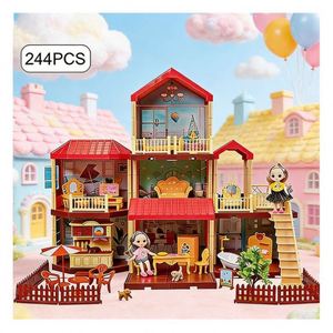 <b>Miniature</b> House DIY Plastic PVC Dollhouse Kit Assembly Creative Scene Model with Furniture Accessories Gift Toy - Product Image 2