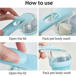 Custom Pet Bath <b>Brush</b> Green Easy Clean Silicone Soft Pet <b>Brush</b> WIth Shampoo Dispenser for Promotion - Product Image 5