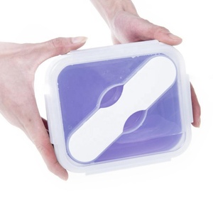 Household Eco Friendly Portable Foldable Silicone Bento Lunch <b>Box</b> With Spoon Silicone Food Bowl Food Storage <b>Container</b> <b>Box</b> - Product Image 2