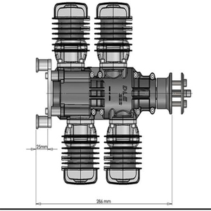DLE222 Aircraft <b>Model</b> Gasoline <b>Engine</b> Four-cylinder Two-stroke Side Exhaust Natural Air-cooled Hand Start Displacement 222CC DIY - Product Image 5