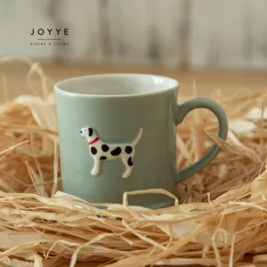 JOYYE Unique Creativity Embossed Animal Pattern Ceramic Coffee Mug Custom Ceramic Mug Cup Set