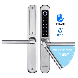 Serrure de sécurité intelligente numérique à empreinte digitale en acier inoxydable et aluminium pour porte coulissante en verre, avec application TT Lock - Product Image 1