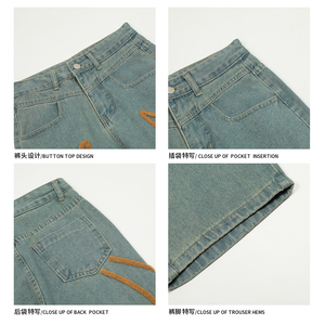 Jeans stile Hip Hop da uomo primavera asciugamano fresco ricamato pantaloni in Denim per amante pantaloni larghi larghi Jeans - Product Image 4