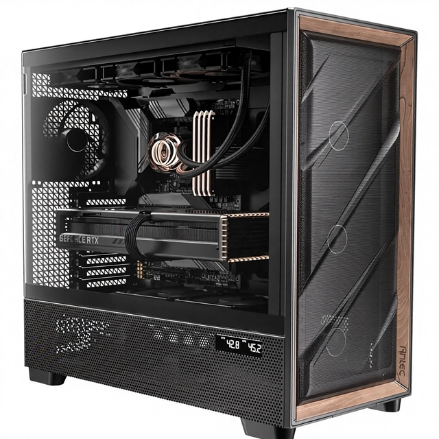Antec Flux Pro Metal Full-Tower ATX PC Case with 6 PWM Fans High-Airflow USB3.0/Type-C Ports 420mm Radiator Support Temp Display