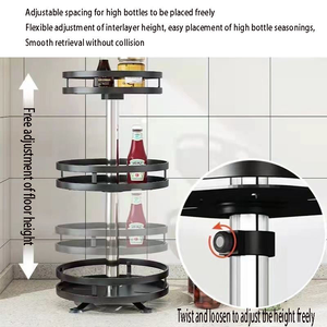 Modern Multi-Functional 1 2 3 Layer Rotatable Carbon Steel Waterproof Durable Spice Rack Organizer Seasoning <strong>Storage</strong> <strong>Kitchen</strong> - Product Image 2