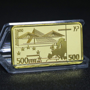 Moneda <span class=keywords><strong>conmemorativa</strong></span> de la Unión Europea de Metal más vendida, 500 <span class=keywords><strong>euros</strong></span>, barra de ladrillo de oro chapada en oro cuadrado, barras de lingotes de oro - Product Image 2