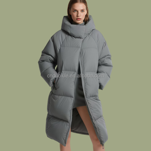 Chaqueta Acolchada de Invierno Personalizada, Impermeable, Transpirable, con Cierre, Talla Grande, de Moda, Larga, de Lujo, para <span class=keywords><strong>Mujer</strong></span>, Blanca, de Softshell - Product Image 4
