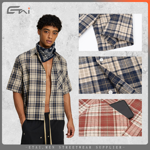 <span class=keywords><strong>เสื้อ</strong></span>เชิ้ตผู้ชายระบายอากาศได้ดี พิมพ์ลาย สำหรับฤดูร้อนและฤดูใบไม้ผลิ สไตล์ลำลอง <span class=keywords><strong>คอ</strong></span>ตั้ง แขนสั้น ผ้าถัก กระดุมแถวเดียว ผ้าแฟลนเนล เหมาะสำหรับวันหยุด - Product Image 2