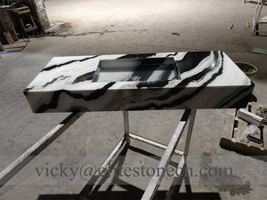 Lavabo de Mármol Blanco Panda de Diseño Moderno, Mueble de Baño de Piedra Natural con Almacenamiento - Product Image 5