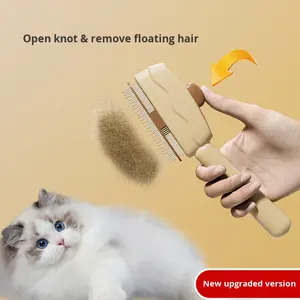 Cepillo de depilación autolimpiante de acero inoxidable para perros y gatos, rebanador de aseo para mascotas con botón de liberación, Material plástico - Product Image 1