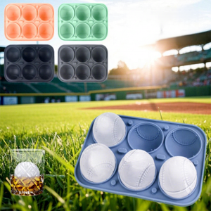 ODM ODM BPA-Free 6 Cavity 3D Baseball <b>Silicone</b> Ice Cube Tray Round Ice Cream Mold with Leak-Free Lid Reusable Freezer <b>Tools</b> - Product Image 1
