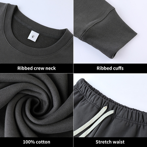 Felpa uomo tuta tuta e pantaloni 100% cotone 2 pezzi Set sportivo personalizzato ricamo Logo uomo tuta - Product Image 2