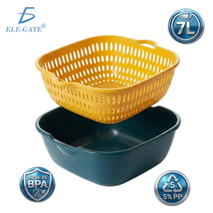 Ele-Gate 7L <b>Colander</b> With Basin For Washing And Draining Vegetables Meat Fish Seeds Bpa Free Recyclable - Product Image 4