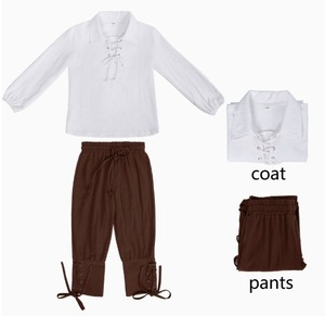 Ensemble de costumes de <span class=keywords><strong>chevalier</strong></span> médiéval pour garçons, 2 pièces, chemises de pirate Renaissance, pantalons à bande aux chevilles pour Costume d'halloween - Product Image 3