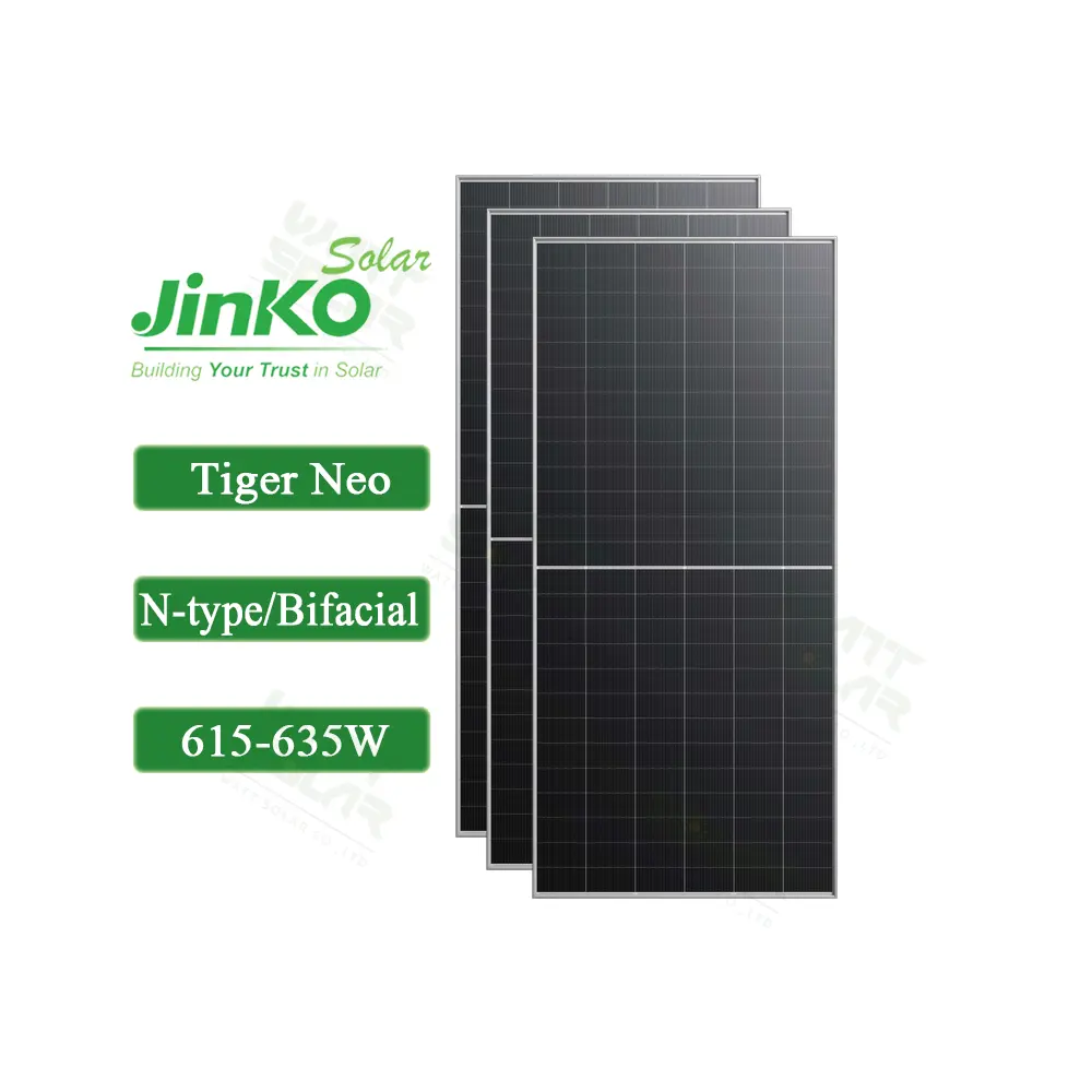 Prezzo del modulo Jinko 610w 615w 620w 625w 630w 635w Pv accumulo di energia N-tipo Mono pannello solare facciale