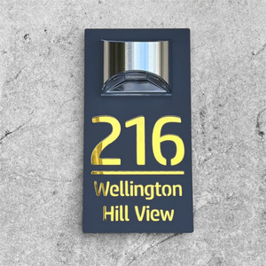 Wholesale Premium Solar House <b>Sign</b> LED Illuminated Laser Cut Contemporary Modern Door Number <b>Plaque</b> Matte Black White Mirror - Product Image 1