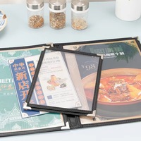 Grosir Pabrik 6 halaman 12 tampilan transparan PVC PU kulit tepi Restoran Menu penutup 8.5x11 inci buku Menu ukuran A4