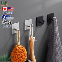 Crochets muraux autocollants en acier inoxydable à un seul niveau, modernes, pour la cuisine, la salle de bain, pour les serviettes