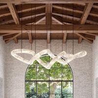 Lustre suspendu irrégulier en marbre BGST Nordic personnalisé, luminaire de table à manger d'hôtel en albâtre