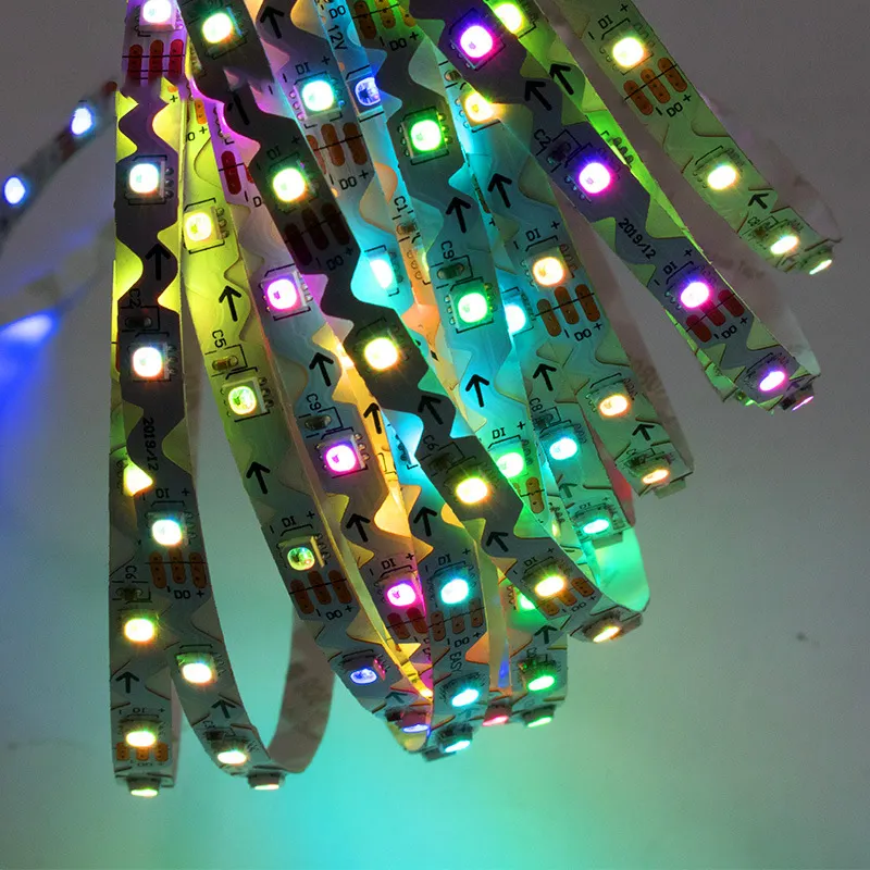 Adresli bireysel 12V S şekli MINI Ultra ince yapı-in IC Neon burcu dijital piksel RGB akıllı Led şerit için programlanabilir