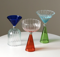 Gobelet à glace en verre borosilicate de haute qualité au design unique et créatif, rayures dégradées, fait main, capacité de 300 ml, blanc, luxe, pour boissons et desserts