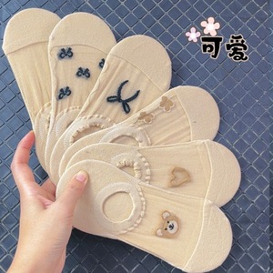 Women's Summer Ice <b>Silk</b> Low-Cut Invisible <b>Socks</b> Skin Tone Breathable Non-Slip Silicone <b>Socks</b> For Casual Wear - Product Image 1