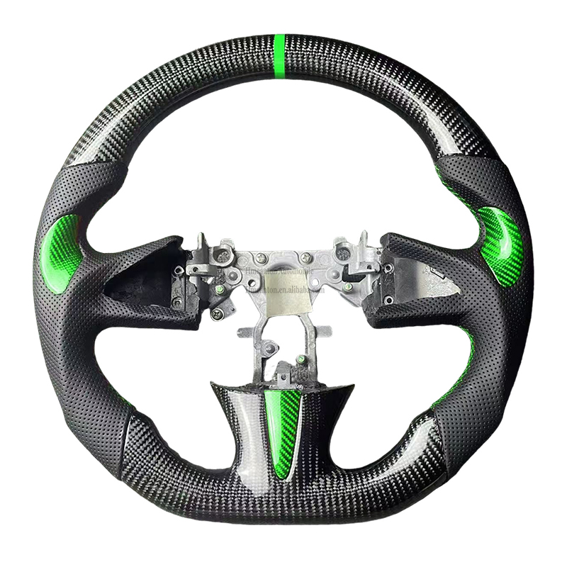 Cuir + poignée de fibre de carbone + couture verte de rayure