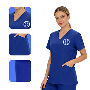 Hospital Uniforms Set Women Polyester Fiber V-Neck <b>Scrubs</b> Workwear For Medical Clinic Spa Dental Care - Product Image 3
