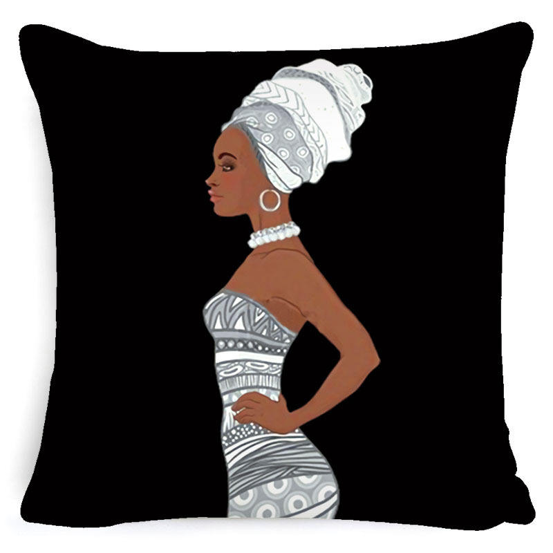 African Ethnic Woman Cushion Cover African Girl Decorative Pillow