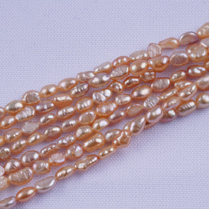 Perles d'eau douce baroques naturelles blanches 18cm 3-4mm, brillantes des deux côtés, semi-finies pour collier et bracelet DIY, trou horizontal, Wenchi - Product Image 3