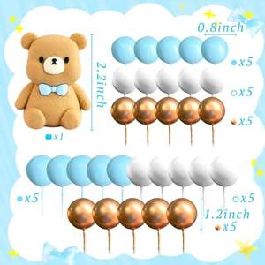 Set di 31 Decorazioni per Torte a Forma di Orsacchiotto, Decorazioni per Baby Shower, Decorazioni per Torte di <span class=keywords><strong>Compleanno</strong></span>, Decorazioni per Torte per Bambini - Product Image 2